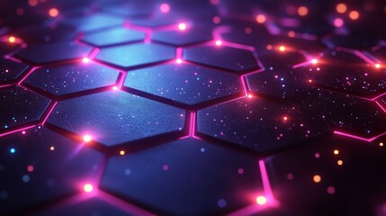 Wall Mural - Abstract background hexagon pattern with glowing lights