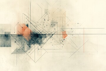 Leinwandbilder - Abstract network connections with geometric shapes and connecting lines on a light background featuring space for text