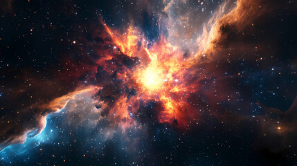 Wall Mural - dynamic cosmic explosion outer space digital art nebulous environment abstract viewpoint universal c
