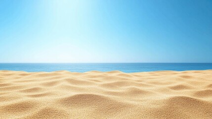 Fototapete - Spacious view of a serene beach with soft golden sand and a clear blue sky ideal for relaxation and contemplation
