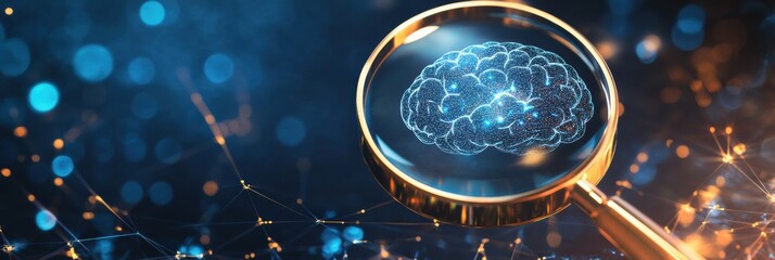 Leinwandbilder - Exploration of artificial intelligence brain under magnifying glass highlighting transparency and oversight in technology