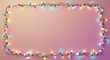 © KenPix - Festive fairy lights border, warm pink background, soft gradient, holiday ambiance, cozy atmosphere, string lights frame, colorful glowing bulbs, romantic mood lighting, empty center space, twinkle li