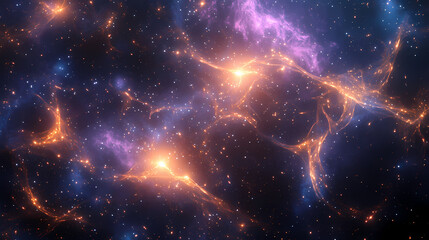 Wall Mural - a view of deep space with a network of glowing stars and distant galaxies, highlighting the intricat