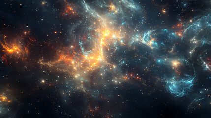 Wall Mural - a view of deep space with a network of glowing stars and distant galaxies, highlighting the intricat