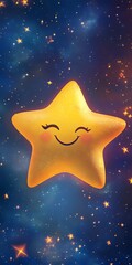 Wall Mural - a smiling star is floating in the sky