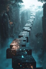 Wall Mural - A series of blocks are stacked on top of each other