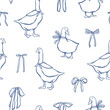 © chekiwart - Gooses and bows seamless pattern