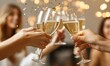 © Kzr808 - Celebrating with Champagne, Friends toasting, Festive indoor gathering