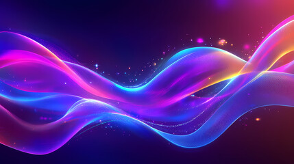 Wall Mural - a vibrant abstract image showcasing colorful waves of light in purple, blue, and pink, creating a dy