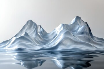 Fototapete - Abstract glacial landscape, smooth, reflective, icy mountains reflecting in calm water.