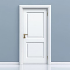 Wall Mural - white door with a gold handle and a gold knob. the door is open and the frame is white