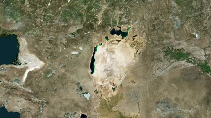 Aral sea map zoom in, map Aral sea, Central asia sea