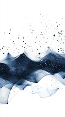 Wall Mural - dynamic abstract composition of flowing lines and dots in blue and black on a white background