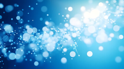Wall Mural - abstract connected dots on bright blue background. technology concept