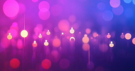 Wall Mural - image of glowing light spots moving and people icons over purple background