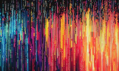 Wall Mural - a vibrant display of cascading binary code in digital space