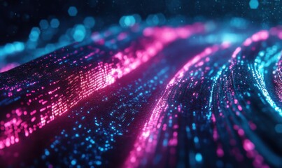 Wall Mural - abstract data stream with glowing binary code and digital effects