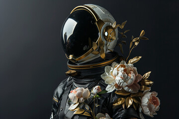 Wall Mural - image of cosmonaut in a protective spacesuit made generative ai
