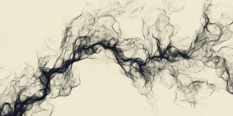 Intricate Black Line Network Against Soft Cream Backdrop Artwork