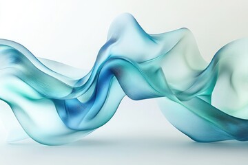 Wall Mural - abstract flowing teal and blue fabric waves, elegant and ethereal design.