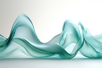 Wall Mural - abstract teal waves flow gracefully, creating a serene and elegant visual.