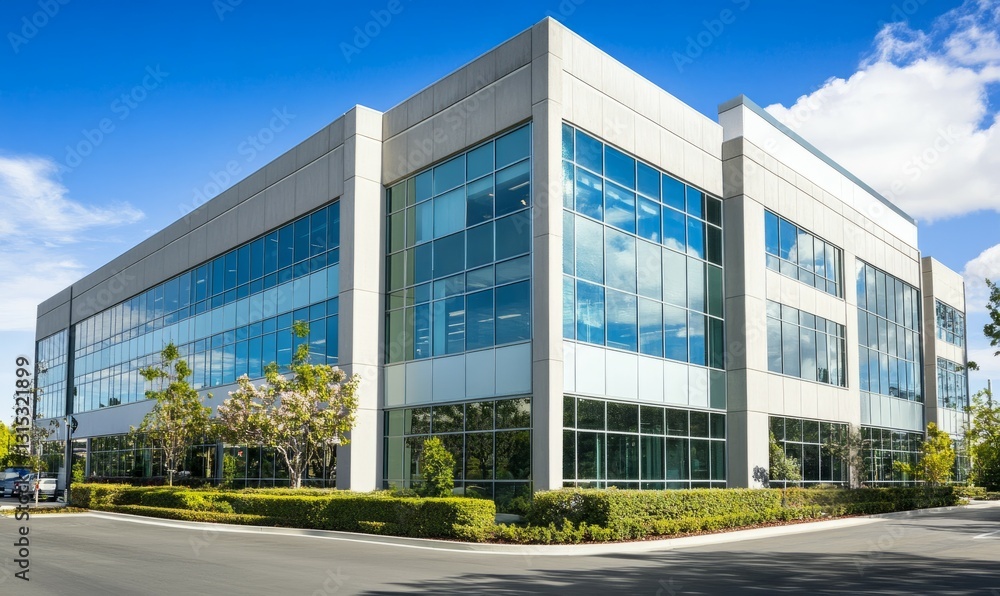 Multiple Window Building Multiple windows on side of modern concrete building, indicating an ...