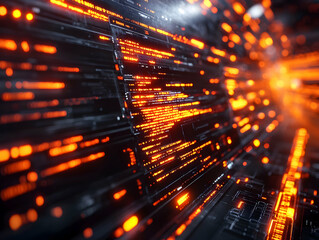 Digital Code Streams Glow Brightly in the Dark