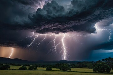 Wall Mural - storm.heavy rain with thunder and lightning.