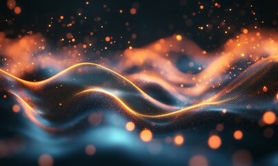 Wall Mural - soft focus on flowing wave patterns with glowing bokeh lights creating a sense of serenity, create, 