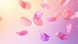 © olgakris - Soft pink and purple petals floating in the air against a pastel gradient background. A dreamy floral composition capturing the essence of spring, nature, and beauty in motion, ideal for seasonal, rom