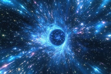 Wall Mural - Cosmic Transport: Abstract Light Tunnel with Stellar Vortex in Space
