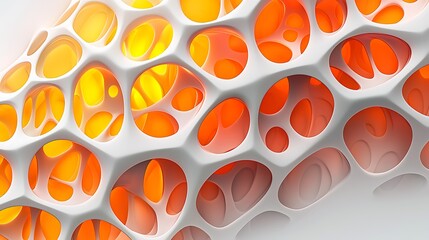 Poster - Abstract 3D Render Orange and White Network Structure