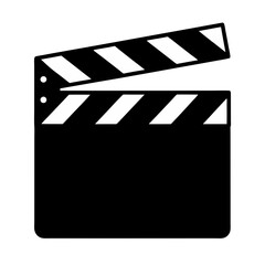minimalistic black and white clapperboard icon with parallel lines flat vector icon for apps and web