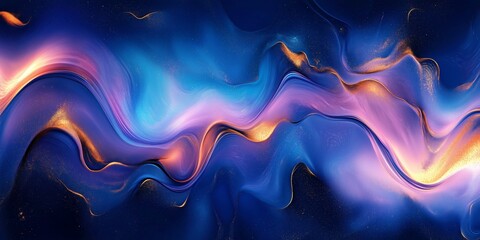 Wall Mural - creative digital artwork with glowing fluid light trails, blending neon blues