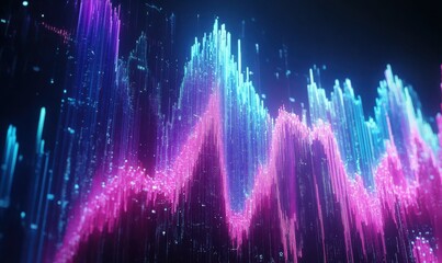 Wall Mural - futuristic digital stock market graph glowing with dynamic neon colors creating a bold and modern fi