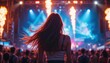 © Aryazu - Girl at a Music Festival: Vibrant Lights and Energy
