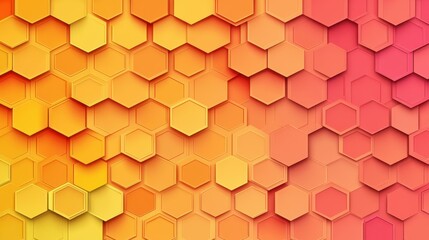 Wall Mural - bright and vibrant gradient background featuring a honeycomb pattern in orange, yellow, red, and pin