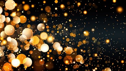 Wall Mural - abstract golden bokeh shines on a dark backdrop, ideal for celebrations, events, and festive designs