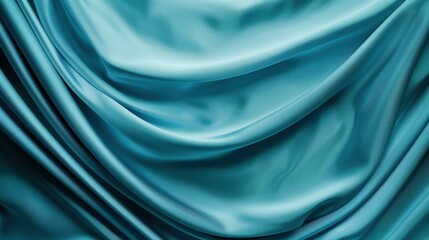 Wall Mural - elegant light blue silk satin drapery with wavy folds creates a calm and serene backdrop perfect for