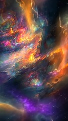 Wall Mural - Colorful cosmic phenomenon displaying swirling clouds of gas and vibrant energy in deep space