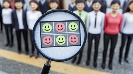 Wall Mural - minimal concept of service quality assessment concept, digital rating system with emoticon choices, 