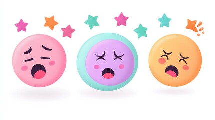 Wall Mural - minimal concept of user satisfaction levels, structured rating system with emotion-based faces and c