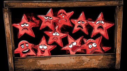 Wall Mural - minimal concept of reputation management visualization, a ranking scale of emotions and stars, visua