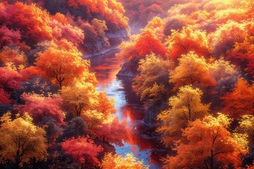 Wall Mural - Vibrant Abstract Textures of Shimmering Autumn Warmth