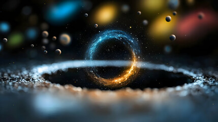 Wall Mural - A digital artwork depicting a celestial ring of cosmic proportions