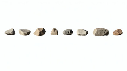 Leinwandbilder - a collection of diverse rocks arranged in a row, showcasing their varied shapes and textures. This composition is an eye-catching example of natural elements and geological diversity