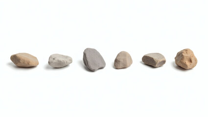Fototapete - a row of six various smooth stones, pebbles arranged in a row