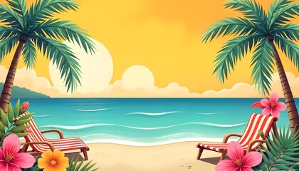 Poster - A vibrant summer-themed collage with a modern retro style
