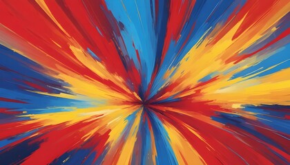 Fototapete - An abstract background with a combination of bright red, yellow, and blue tones, creating an energetic and dynamic look