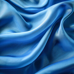 Wall Mural - legant Flowing Blue Silk Fabric – Luxurious Soft Texture with Smooth Waves Generated Image